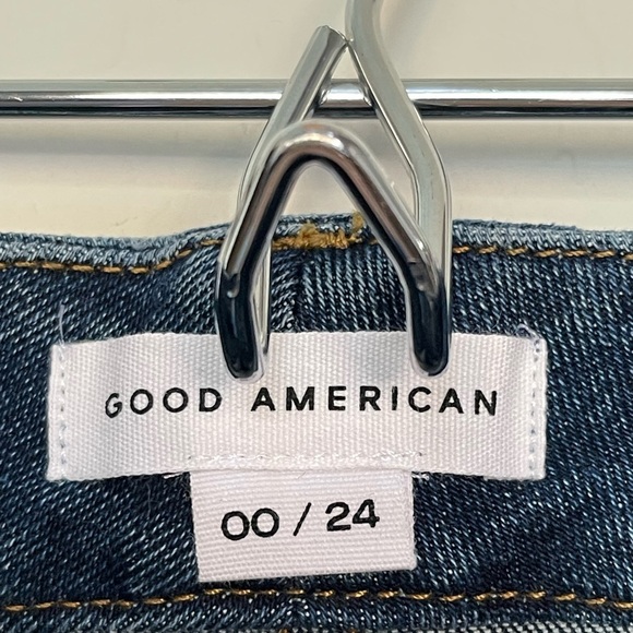 Good American Good Waist Distressed Ankle Skinny Jeans size 00 / 24 - Picture 5 of 13